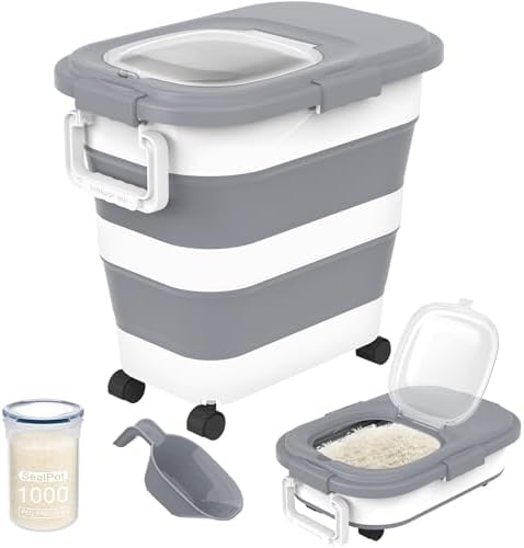 HOYTAMDA 25-35Lbs Collapsible Rice Container,Food Storage Containers Wheels by HOYTAMDARHOMESTORAGE