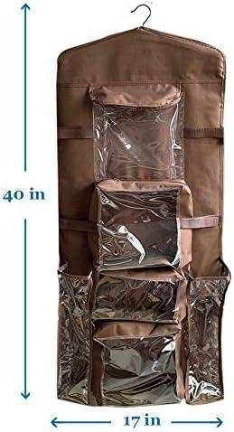 ProPik Hanging Double Sided Wrapping Paper Storage Organizer with Multiple Pockets, Organize your Gift Wrap, Gift Bags, Bows, Ribbons 40"X17" Fits 40 Inch Rolls Clear PVC Bag (Brown) - Image 4