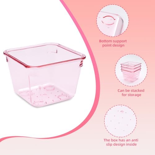 Kitchen Desk Drawer Organizers Storage for Office, Small Acrylic Vanity Trays Makeup Organizer for Drawer Bathroom Plastic Make up Organizers 25 Pcs Pink - Image 5