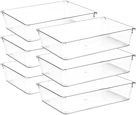 6 Pack Drawer Organizers, 6"X 9" Clear Acrylic Storage Bins by Ravinte+Decor