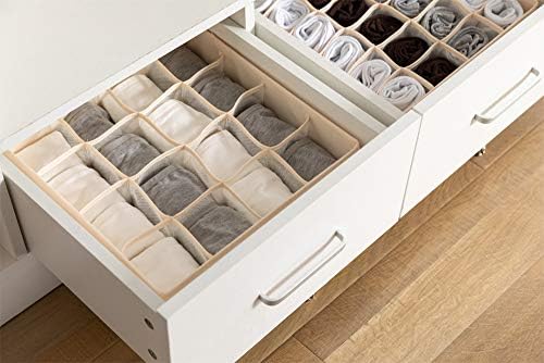 ALYER Collapsible Bra(A-C Cup) Drawer Organizer,Durable Cloth Storage Box Bins Dividers for Panties,Underwear,Socks,Lingerie(Beige-7 Cells) - Image 5