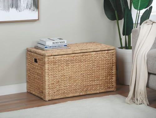 eHemco Water Hyacinth Wicker Storage Trunk, Natural, 30x17.5x17.5 Inches - Image 2