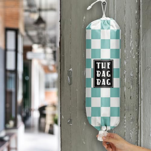 Plastic Bag Organizer, Blue And White Checkerboard Style Plastic Bag Storage,​for Home Kitchen Travelling Camping Decor, use 1 Pack,Blue And White Checkerboard Pattern - Image 6