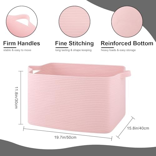 OIASKET 65L Extra Large Blanket Basket Living Room, 19.7"x15.8"x11.8" - Image 2