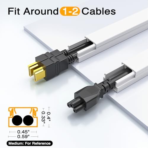 Delamu 56.7in Cord Hider, Cord Covers for Mini Wire on Wall, Paintable Cable Hider Wire Covers for Cords, Self-Adhesive Cable Cover Management, Easy Set-up Wires Hiders for TV, W0.55 H0.4in, White - Image 2