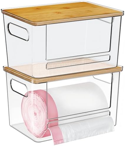 Trash Bag Dispenser 2 Pack - Under Sink Organizer, Plastic Bag Holder by Ginnerella