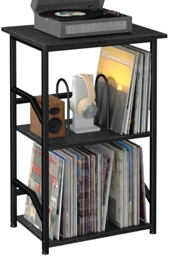 LOAKEKEL Record Player Stand, Large Vinyl Record Storage Up to 200 Albums by LOAKEKEL
