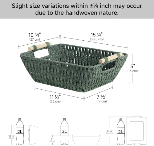 StorageWorks Wicker Storage Basket, Baskets for Storage, Bosana Green - Image 3