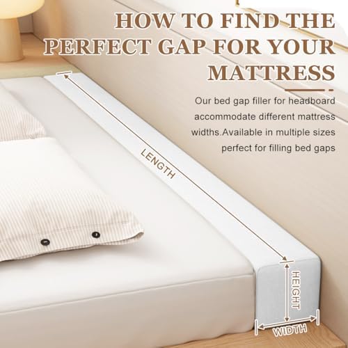 Bed Gap Filler,High-Density Bed Crack Filler with Removable Cover,Mattress Extender for Headboard Gap,Spacer Filler Between Mattress and Wall,Bed Wedge Gap Filler,Full Size,rice-white,78"x8"x10" - Image 2