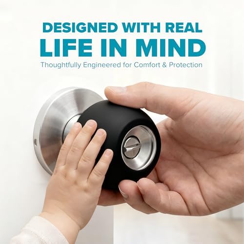 STRONGEST HOME® Black Silicone Door Knob Cover & Wall Protector – Soft Rubber Handle Grip for Arthritis Support and Quiet Damage Prevention (2 Pack) - Image 6