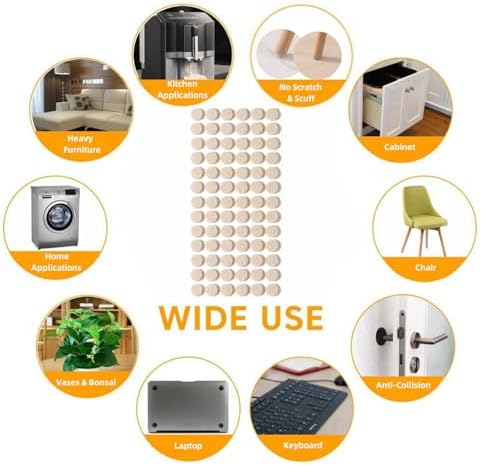 Furnigear Felt Pads Small 3/8" Felt Pads for Cabinet Doors Bumpers, Cabinet Cushion Dots Felt Cabinet Door Stops, Self Adhesive Thick Bumper Pads to Protect Surfaces -Anti Scratch 234 Pcs Round Beige - Image 6