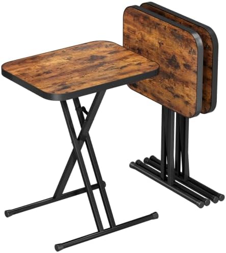 Kitstorack Folding TV Tray Tables Set of 2, No Assembly, Rounded Metal Rims by Kitstorack