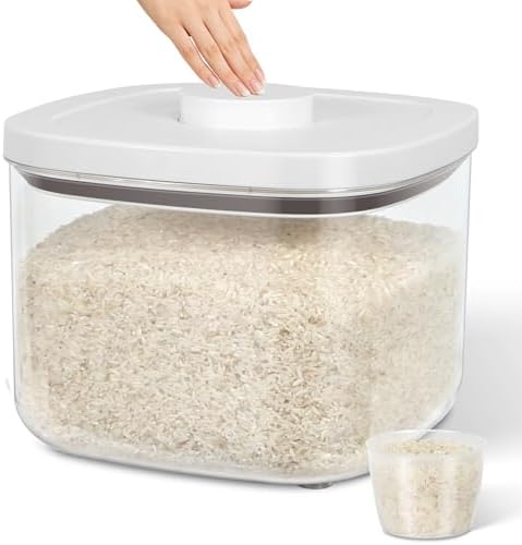 Airtight Rice Storage Container 10 Lbs, 5.28Qt Flour Container with Cup by TBMax