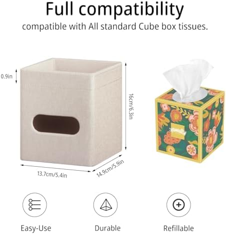 Square PU Leather Tissue Box Cover with Top Storage Tray,Tissues Dispenser - Image 3
