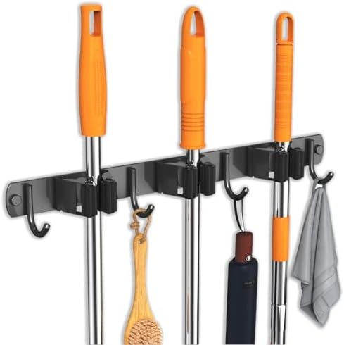 2 Pack Mop and Broom Holder Wall Mount for Kitchen Garden Garage Laundry - Image 7