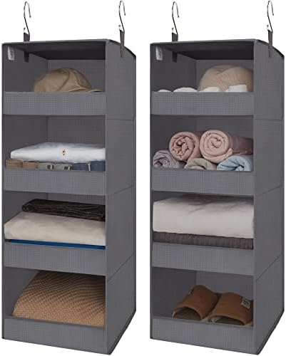 GRANNY SAYS 4-Shelf Hanging Closet Organizer, Foldable Storage, Gray by GRANNYSAYS