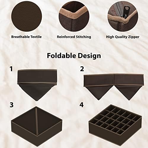 Simple Houseware 4-Pack Drawer Organizer Set for Underwear/Socks/Bra, Brown - Image 5