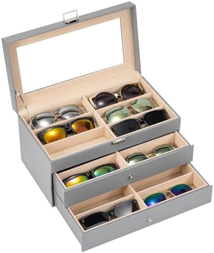 ProCase 3-Layer Sunglasses Storage Organizer -Grey by ProCase