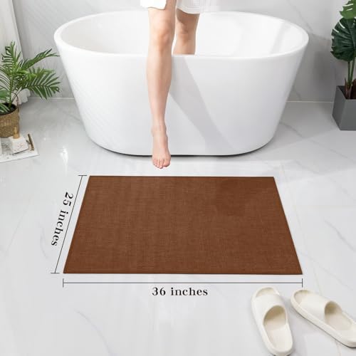 chakme Bathroom Rugs Mat 36x24, Ultra Thin Non Slip Bath Mat Large Quick Dry Absorbent Bath Mat for Bathroom Floor, (Rust, 36"x24") - Image 2