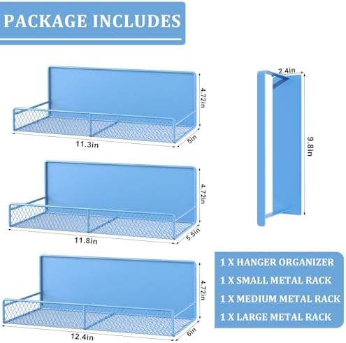 DTUQYX Magnetic Shelf for Washing Machine 4-Pack: Widen Magnetic Laundry Organizer (5"-6") with Hanger Organizer, Strong Magnet, Rust Proof, Heavy Duty Magnetic Spice Rack for Refrigerator (Blue) - Image 2
