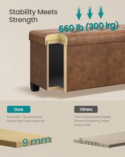 SONGMICS Storage Ottoman Bench with Legs, 43.3 Inches, 30 Gal. (112 L) - Image 5