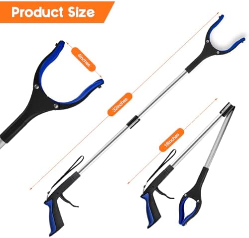 32” Grabber Reacher Tool, 2-Pack Foldable Reacher Grabber Pickup Tool with 90° Rotating Jaw & Magnets, Trash Picker Upper Grabber, Lightweight Grabbers for Seniors Heavy Duty - Image 6