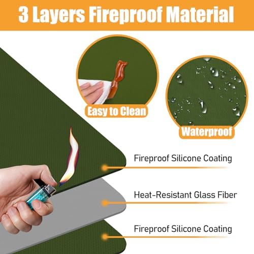 TOHONFOO Heat Resistant Mats for Countertop & Air Fryer, 14x12 in, Green - Image 3