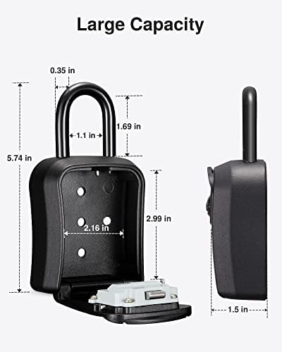 Puroma Key Lock Box Outdoor 4 Digit Code Combination Lockbox House, 4 Black - Image 6