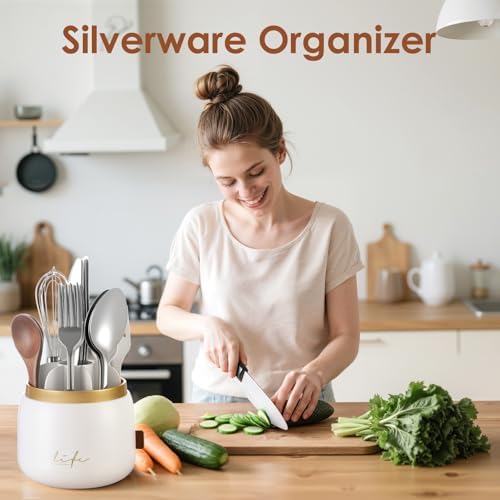 EXIN DECHEN Silverware Organizer with Lid,Silverware Holder,Utensil Holder - Image 2