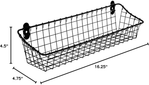 Spectrum Medium Wire Wall Basket Matte Black Rustic Wall Bin, Vintage Wire Basket Wall Mount Hanging Caddy for Kitchen Organization, Wall Mount Storage for Pantry Bathroom Kitchen - Image 2