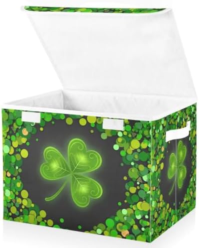 St. Patrick's Day Storage Bins with Lids and Carrying Handle,Foldable Storage Boxes Organizer Containers Baskets Cube with Cover for Home Bedroom Closet Office - Image 2