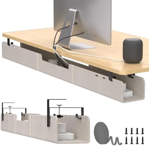 No-Drill Under Standing Desk Cable Management,47.2" L,Beige by ERGOCOLLECT