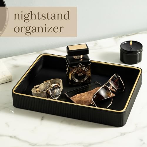 Leather Cologne Organizer Valet Tray for Men| Mens Valet Catch All Tray Key Basket| Leather Organizer Catchall - Image 4
