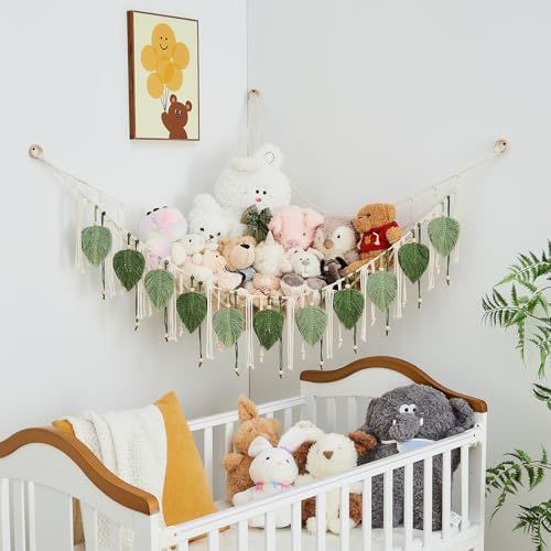 Pretty Jolly Stuffed Animal Hammock with Leaf Beads and Tassels - Image 7