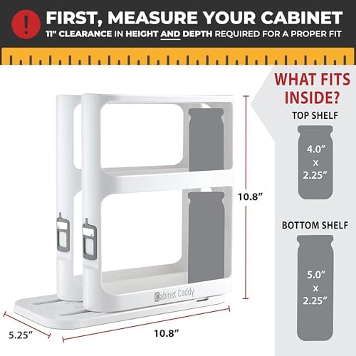 Cabinet Caddy Spice Rack Organizer for Cabinet, Pull & Rotate, 2-Tier - Image 2