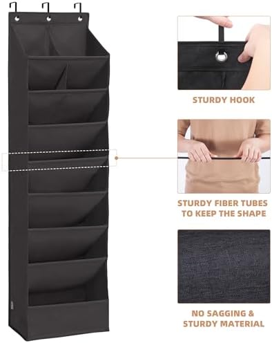 STORAGE MANIAC Over the Door Shoe Organizer Heavy-Duty Large Deep Pocket Hanging Shoe Organizer Shoe Rack Door Closet Shoe Organizer for Wall, Dorm & Narrow Door Storage Shoe Holder Black, 1 Pack - Image 6