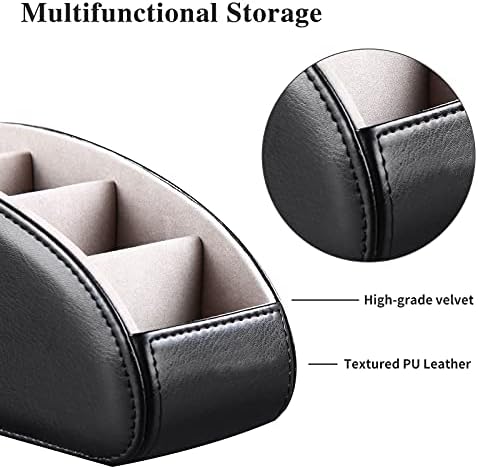 Large PU Leather TV Remote Control Holder Organizer with 5 Compartments - Image 2