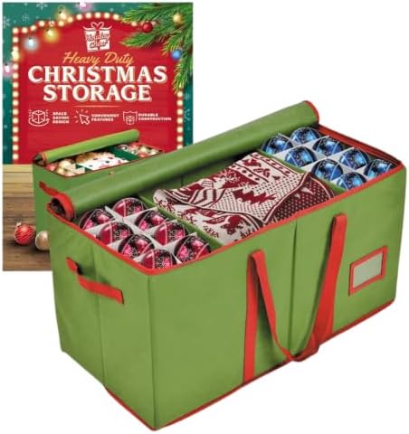 Holiday Cheer Premium Christmas Ornament Storage – Christmas Storage Container Perfect for Holiday Decorations and Ornament Storage Box – Fits 128 Holiday Ornaments – Tear-Proof Fabric by Holiday+Cheer