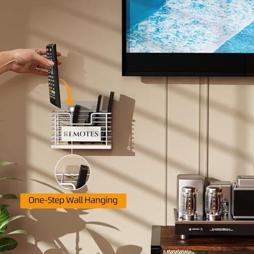 Remote Control Holder, 5-Slot TV Remote Holder Wall Mount, Universal Remote Caddy Large Size Design for Wall Table Living Room Bedroom, Easy Installation, White - Image 3