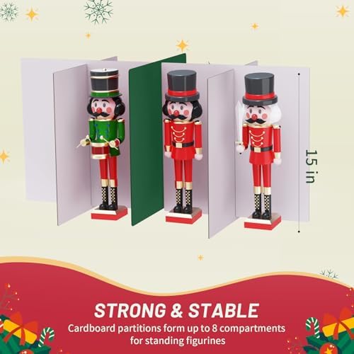 EverMerry Nutcracker and Figurine Collectibles Storage Box， Large Ornament Storage Organizer Stores Up to 8 Holiday Figurines-Carolers, Santa Figure, or Nut Cracker Ornaments (Green/15 Inches) - Image 4
