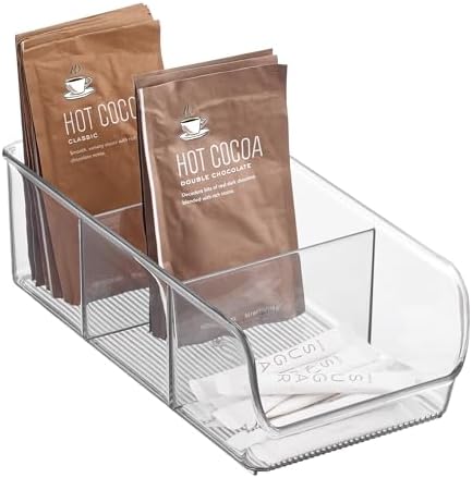 iDesign Stackable 3-Section Divided Storage Bin, Clear by iDesign