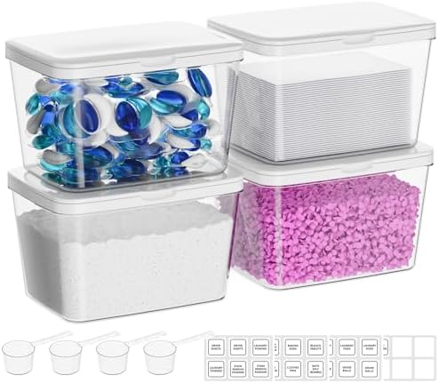 Vtopmart 4 Pack Laundry Pods & Detergent Container, Dryer Sheet Holder by Vtopmart