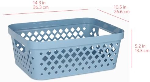 Glad Plastic Storage Basket Set, Value Pack of 6 | Open Storage Bins for Shelves, Bathroom, Pantry, Closet | Nesting Organizer Boxes with Handles, 2 Gallon, Marina Blue - Image 5