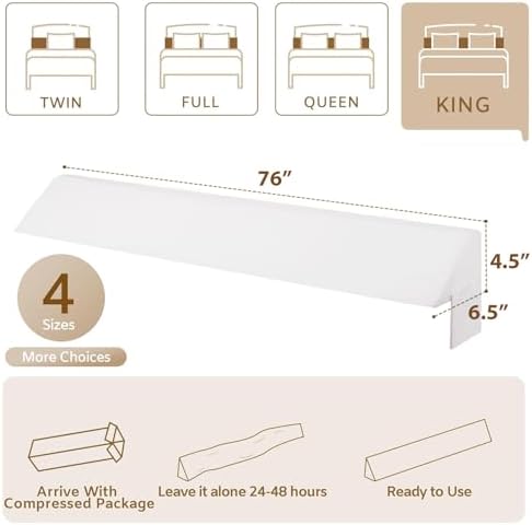 Bedluxe King Bed Wedge Pillow for Headboard, Fill The Gap (0-3.5") - Image 3
