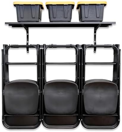 StoreYourBoard Chair Storage Rack with Storage Shelf – Folding Chair Rack for Home & Garage Organization, Chair Hangers for Folding, Beach, Patio & Camping Chairs, Heavy Duty Steel, Holds 300 lbs - Image 3