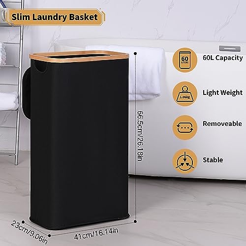 IEGrow Laundry Hamper with Lid,65L Laundry Basket with Mesh Bags,Black - Image 3