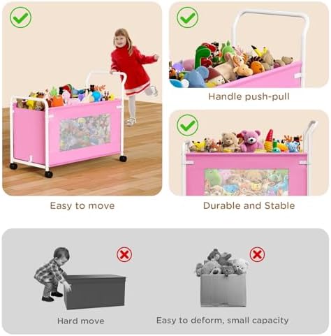 KEEGH Extra Large Toy Box for Kids, Heavy Duty Toy Storage Organizer, Pink - Image 5