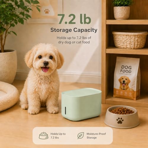 Zuutii Dog Food Storage Container with Lid, 6.9Qt Pet Food Storage Bin for Dry Dog & Cat Food, Moisture-Proof Kibble Container, Holds Up to 7.2 lbs(Creamy Green) - Image 5