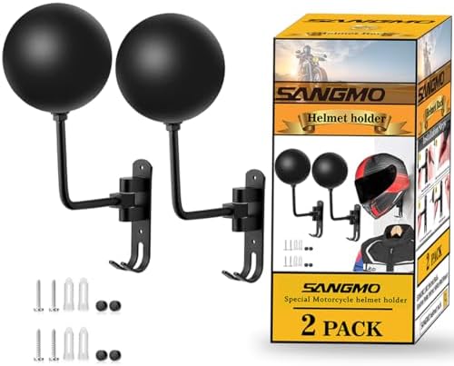 SANGMO Motorcycle Helmet Rack, Helmet Holder Wall Mount Metal Helmet Hanger by SANGMO