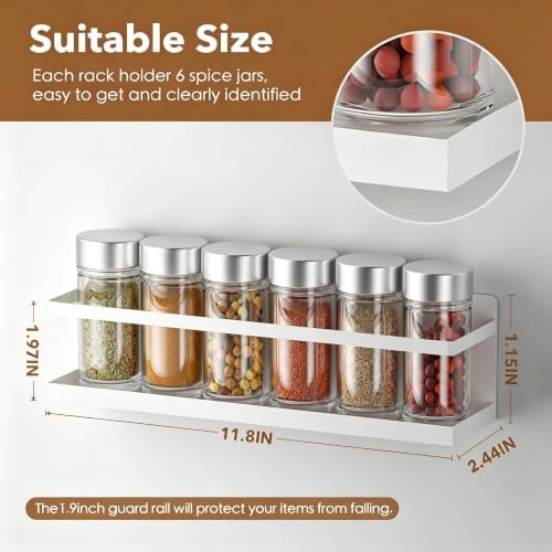 VANPET Magnetic Spice Rack for Refrigerator, Magnetic Fridge Shelf for Kitchen Spice Organizer, Spice Rack Wall Mount, Fridge Organizers and Storage (4, White) - Image 2
